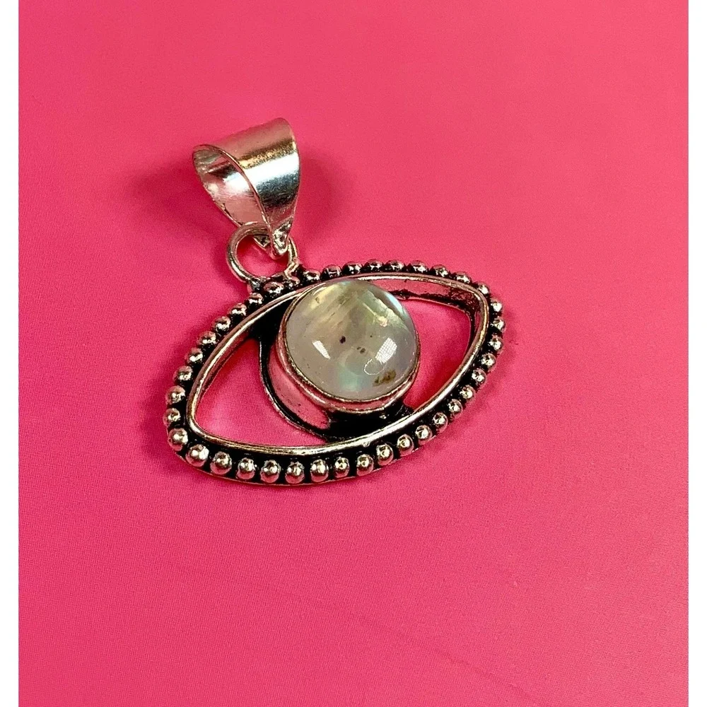 ✨👁️ Rainbow Moonstone Evil Eye Pendant 👁️✨